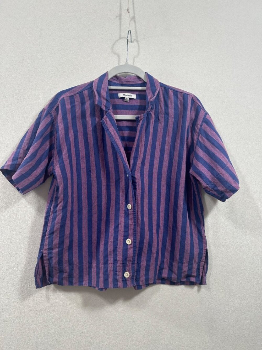 Madewell Striped Purple Linen Button Up XS